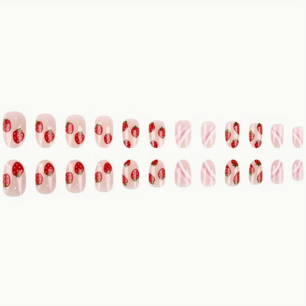 Strawberry Pink Press On Nails - Picture 2 of 2